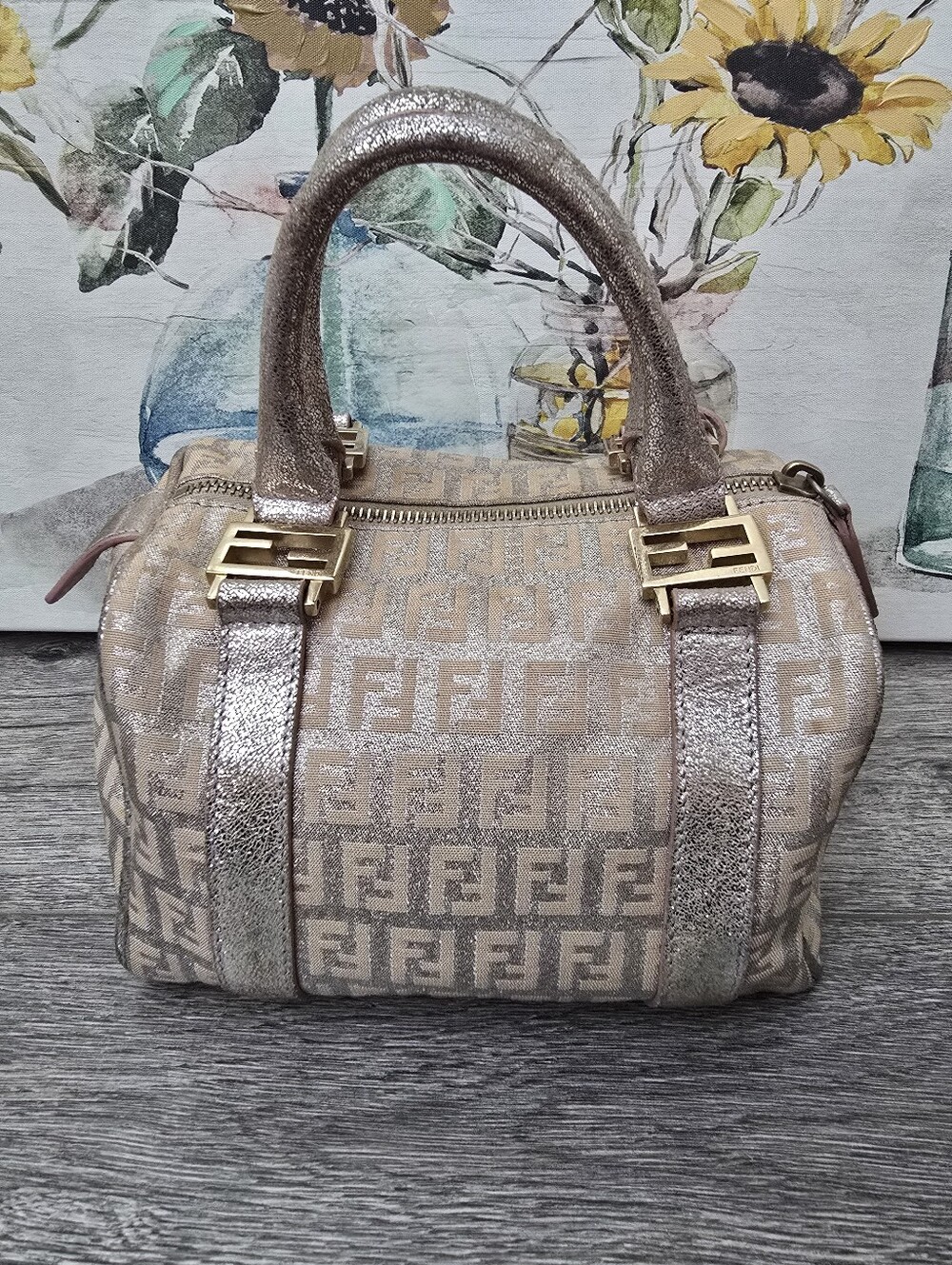 Fendi Pink & Silver FF Logo Mini Satchel Boston Bag - Picture 2 of 13
